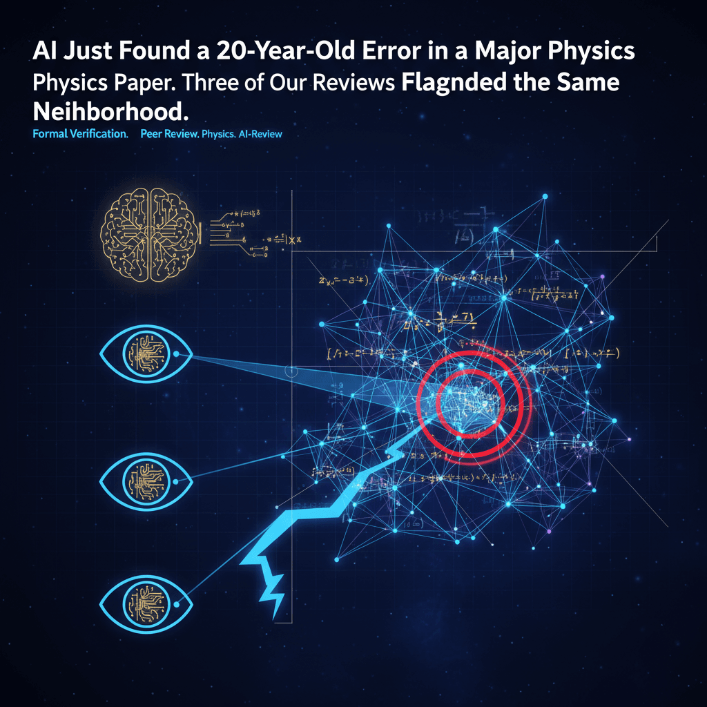 AI Just Found a 20-Year-Old Error in a Major Physics Paper. Three of Our Reviews Flagged the Same Neighborhood.